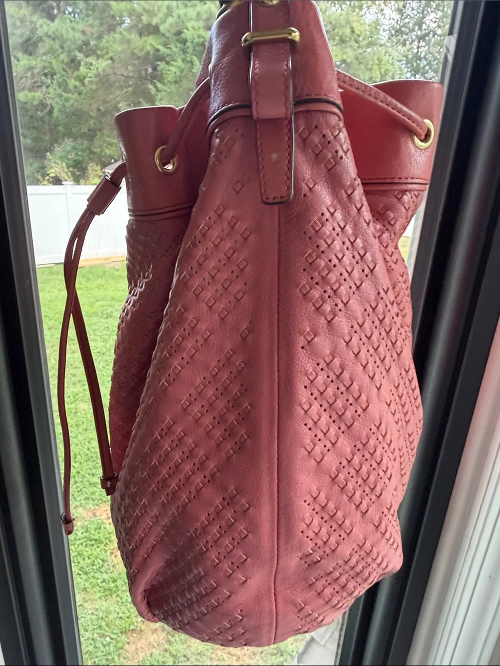 Coach Madison Marielle Pink Drawstring Barrel Bag with drawstring